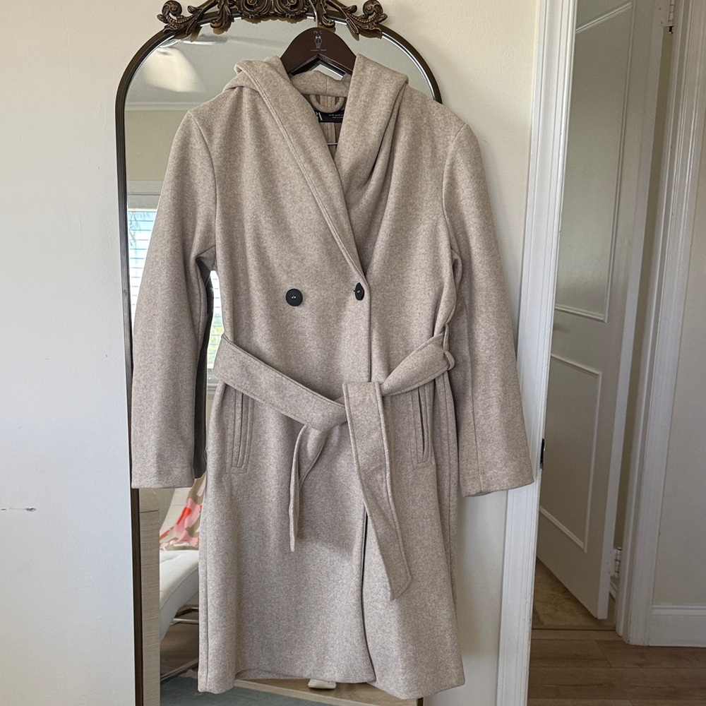 Zara Beige Wool Blend Coat
